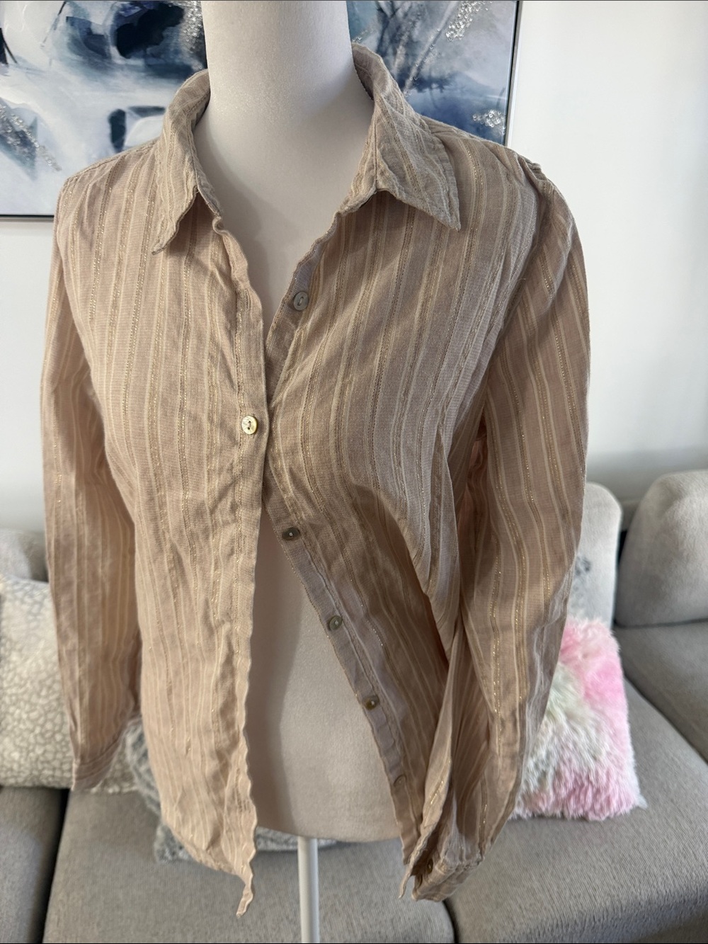 Jones New York Beige Striped Top